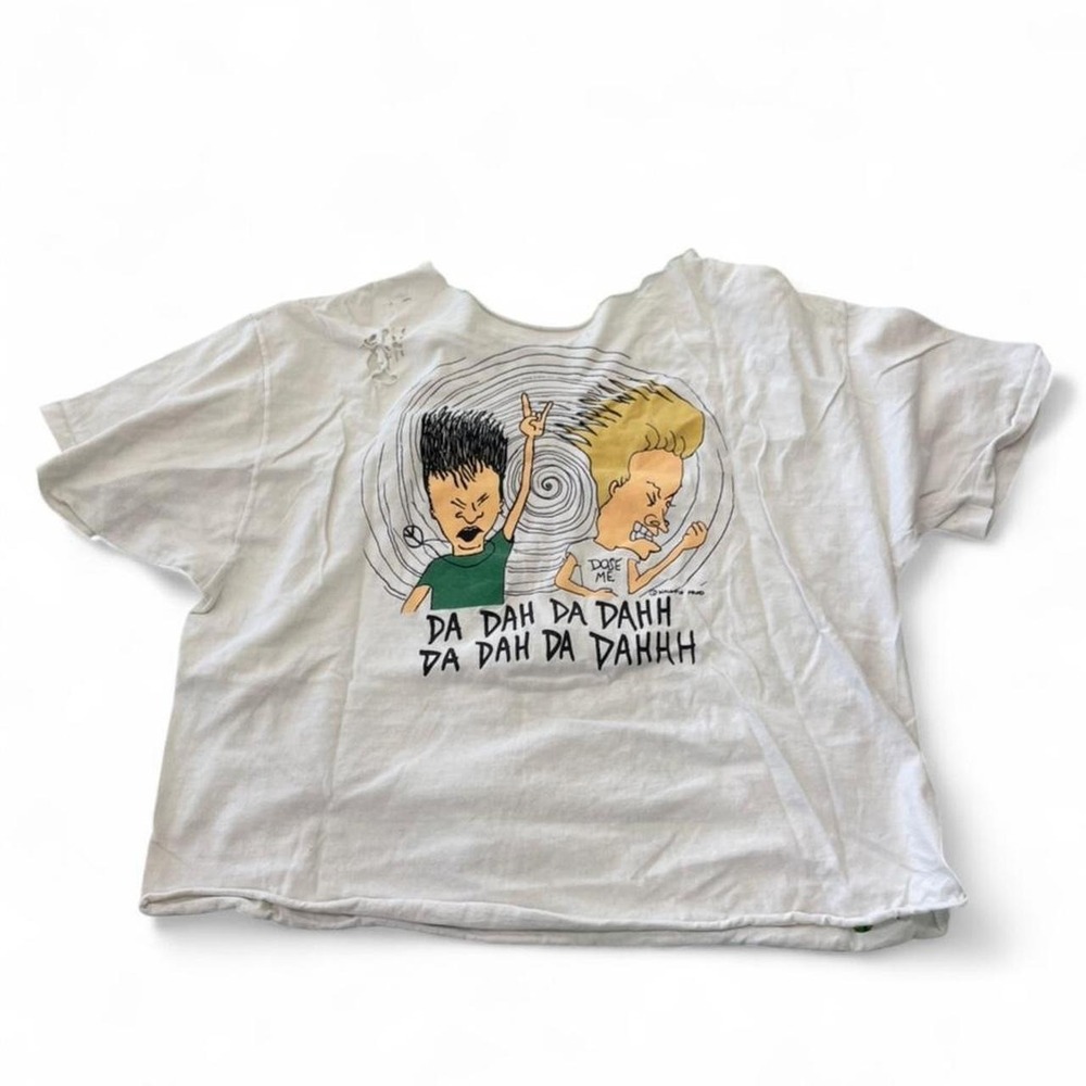 Beavis and Butt-Head fan art oversized tee (cut from XXL into crop style)